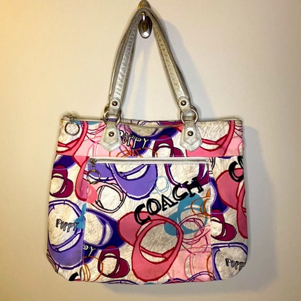 Coach Poppy Signature Graphic Glam Tote Bag